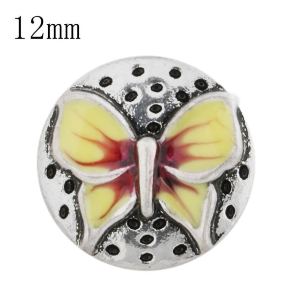 12mm Butterfly Small size snaps with yellow Enamel for chunks jewelry