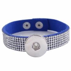1 buttons Blue leather KC0244 with Rhinestones new type bracelets Button removable fit 20mm snaps chunks
