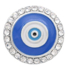 20MM eyes snap silver Plated with Rhinestones and blue enamel  KC7760 snaps jewerly
