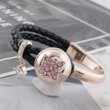 20MM  snap rose-gold Plated with pink rhinestone KC7625 snap jewelry