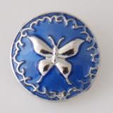 20MM Butterfly snap Silver Plated with blue Enamel KB7850 snaps jewelry
