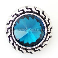 20MM Round snap Antique Silver Plated with cyan crystal  KB6476 snaps jewelry