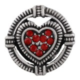 20MM love snap sliver plated with red rhinestone KC6499 snaps jewelry
