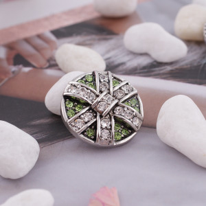 20MM Christmas Gift snap silver Antique plated with green rhinestone KC5253 snaps jewelry