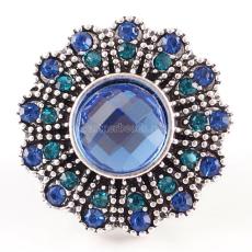 20MM Flower snap Silver Plated with blue rhinestone KC6046 snaps jewelry