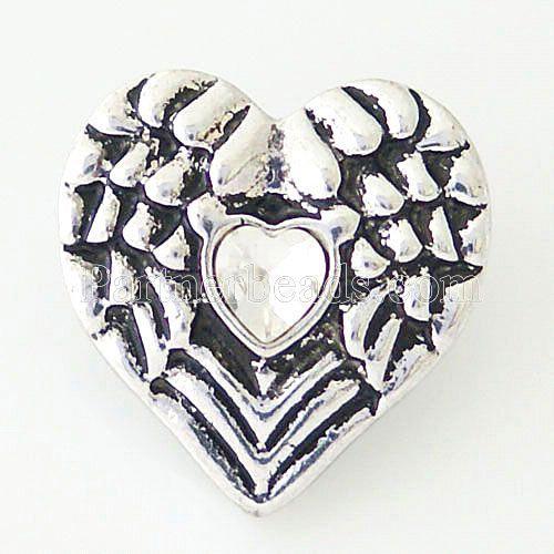20MM Love snap Antique Silver Plated with white  rhinestone KB8159 snaps jewelry