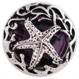 20MM sealife snap silver Antique plated with purple Rhinestone KC6347 snaps jewelry