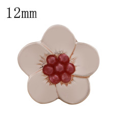 12MM Flower snap Rose Gold Plated with red beads KS9709-S snaps jewelry