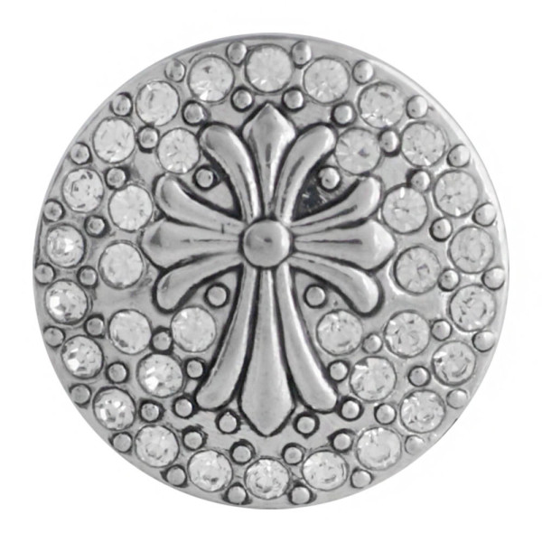 20MM cross snap button Antique Silver Plated with white Rhinestone KC9752 snap jewelry