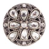 20MM Flower round snap Antique copper plated KC5031 with white Rhinestone interchangeable snaps jewelry