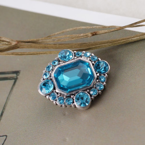 20MM Irregular snap Silver Plated with light blue rhinestone KB7106 snaps jewelry