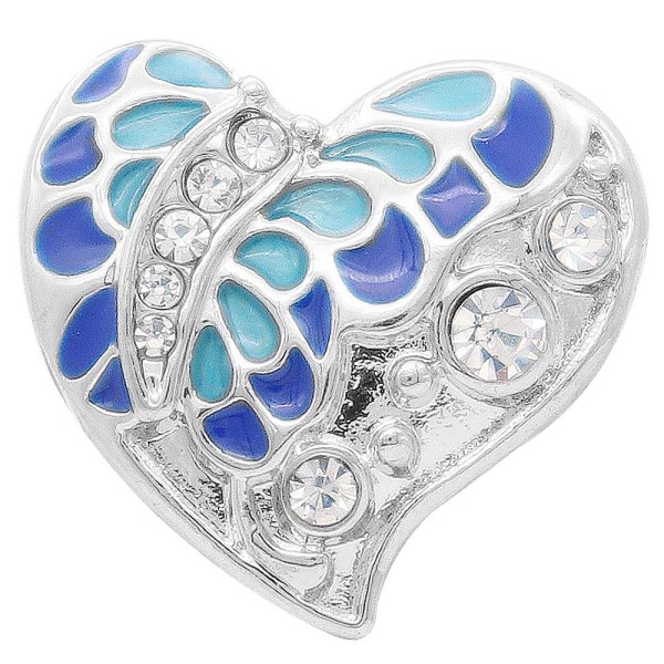 20MM love Butterfly snap Silver Plated with rhinestone and blue enamel KC7909 snaps jewelry