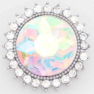 20MM design snap Silver Plated with rhinestone KC6870 multicolor