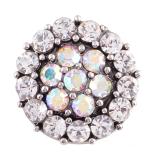 20MM round snap Antique Silver Plated with white rhinestone KC7020 snap