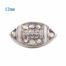 12MM Football snap Silver Plated with colorful Rhinestone KS9608-S snaps jewelry