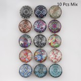 10pcs/lot glass snap buttons MixMix design 20MM Snap buttons 15 types in picture Snaps Jewelry