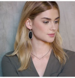 Kendra Scott style  Elle Drop Earrings Black Agate Gemstone with silver plating Elle size