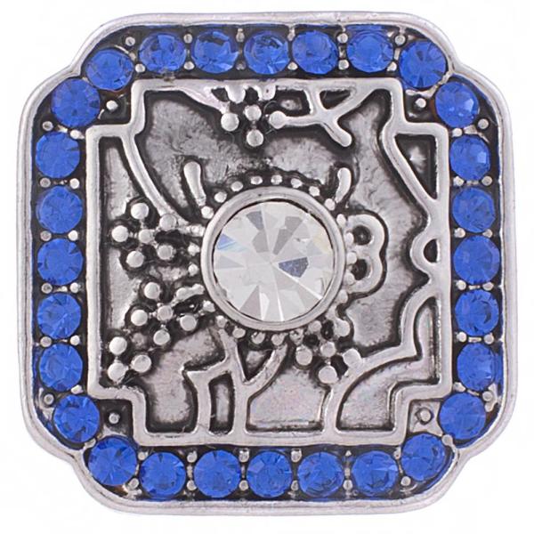 20MM Irregular shape snap Antique Silver Plated with blue rhinestone KB5238 snaps jewelry