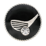20MM sport  sliver Plated with black enamel and Rhinestone KC6566 snaps jewelry