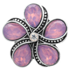 20MM flower snap with purple rhinestones  KC6946 snaps jewelry