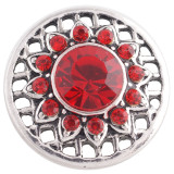 20MM round snap Antique Silver Plated with red Rhinestone  KC8684