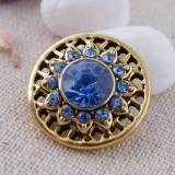 20MM round snap Antique Gold Plated with blue Rhinestones KC8707 snaps jewelry