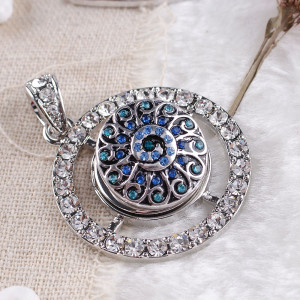 20MM Flower snap Antique Silver Plated with blue  rhinestone KB8052 snaps jewelry