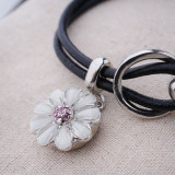 20MM Flower snap Silver Plated with white rhinestone KB6474 snaps jewelry