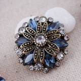 20MM design snap gold Plated with deep blue Rhinestones  KC7315 snaps jewelry