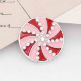 20MM snap Silver Plated with rhinestone and pink enamel KC7830 snaps jewelry