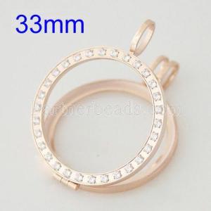 33MM Mosaic Crystal Stainless steel coin locket pendant