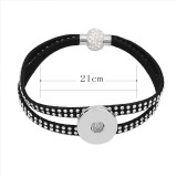 1 buttons Black leather with Spot rhinestone beads KC0876 new type bracelets fit 20mm snaps chunks