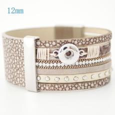 7.59inch PU leather bracelets fit 12MM snaps chunks