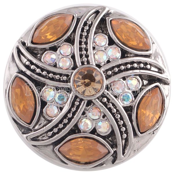 20MM design snap silver Antique plated with orange  rhinestone KC5351 snaps jewelry