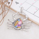 20MM Fish snap silver Plated with Colorful Rhinestones  KC6798 Multicolor