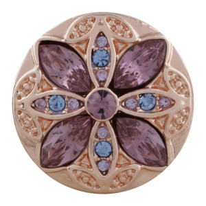 20MM round Rose-Gold Plated with light purple rhinestone KC5645 snaps jewelry