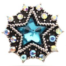 20MM Star snaps Antique Silver Plated  blue rhinestones KB6824 snaps jewelry