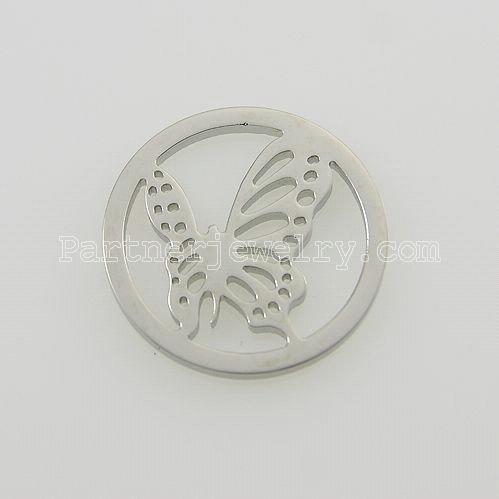 25MM stainless steel coin charms fi  jewelry size butterfly