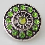 20MM Round snap Antique Silver Plated with green  rhinestone KB8007 snaps jewelry