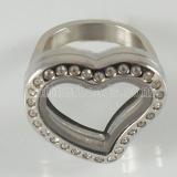 Stainless Steel RING  Mix6-10# size  with Dia 20mm heart floating charm locket silver color