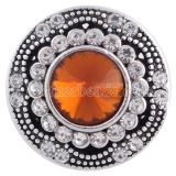 20MM snap round silver plated with brown rhinestones  KC6283 interchangable snaps jewelry