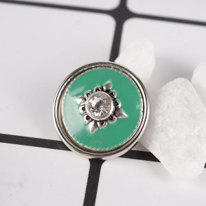snaps metal chunks with clear rhinestones and green Enamel