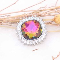 20MM design snap Silver Plated with  colorful  rhinestone KC6771 opal color