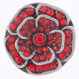 20MM Flower snap Silver Plated with rhinestones KB7555 red