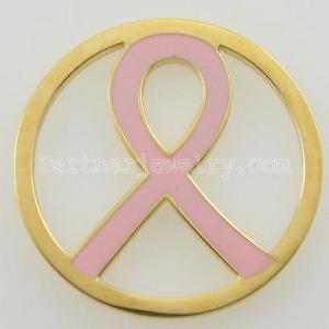 33MM stainless steel coin charms fit  jewelry size pink ribbon