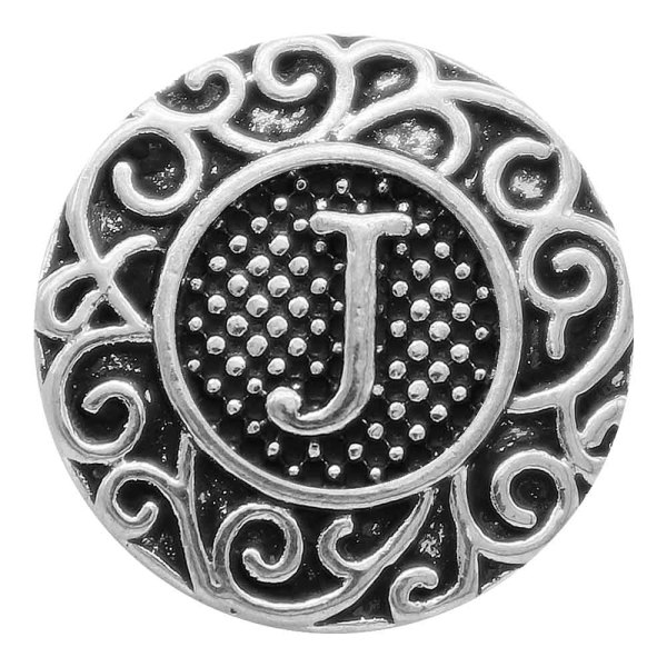 C20MM English alphabet-J snap Antique silver  KC6754 snaps jewelry
