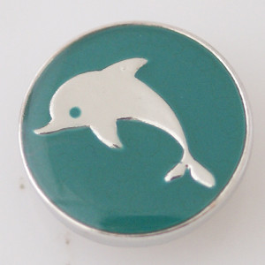 20MM Dolphin snap Silver Plated with Enamel KB6241 cyan green