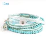 Partnerbeads 40cm 1 snap button pu leather bracelets fit 12mm snaps with turquoise and charm KS0601-S