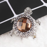 20MM Round snap Silver Plated with brown and clear rhinestone KB8648 snaps jewelry