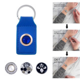 Blue pu leater fashion Keychain  buttons fit snaps chunks KC1185 Snaps Jewelry